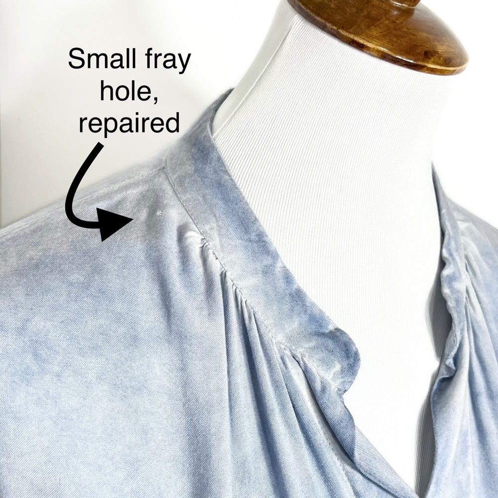 Anthropologie Blue Tie Dye 3/4 Sleeve High-Low Chambray Tunic Shirtdress - Picture 10 of 10